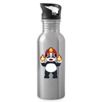 Panda Pompier Incendie Service d'incendie - Gourde avec paille intégrée - argent clair - Droite
