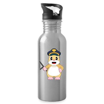 Hamster Policier Bâton Police - Gourde avec paille intégrée - argent clair - Droite