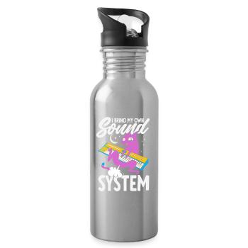 Public Fart Funny Inappropriate - Water bottle with straw - silver - Right