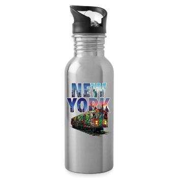 New York Hip Hop Capital Street Culture Tribute - Water bottle with straw - silver - Right