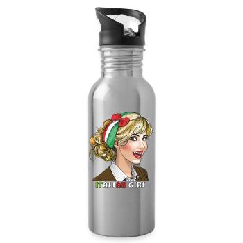WOMAN ITALY ITALIAN GIRL - Water bottle with straw - silver - Right