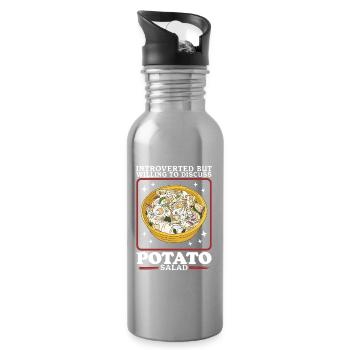 Salade de pommes de terre Cadeau de salade de pommes de terre - Gourde avec paille intégrée - argent clair - Droite