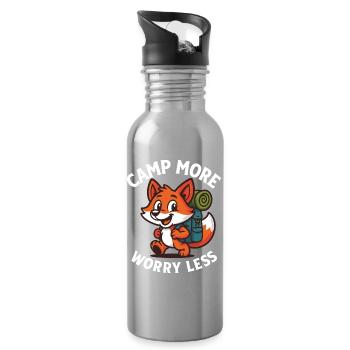 Camp More Worry Less Fuchs Design - Trinkflasche mit integriertem Trinkhalm - Lightsilver - Rechts