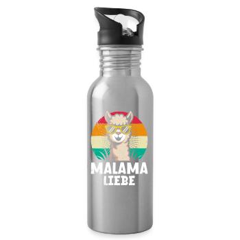 Bald Mama MALAMA LIEBE Retro Lustiges - Trinkflasche mit integriertem Trinkhalm - Lightsilver - Rechts