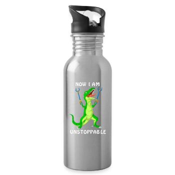 Dinosaure maintenant je suis inarrêtable Drôle Préhistorique - Gourde avec paille intégrée - argent clair - Droite