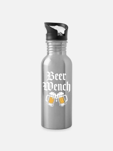 Bierweibchen - Trinkflasche mit integriertem Trinkhalm - Lightsilver