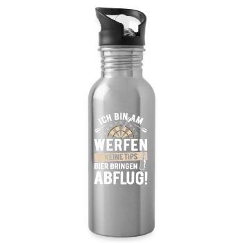 Fléchettes - Je lance, pas de pourboire, apporte de la bière - Gourde avec paille intégrée - argent clair - Droite