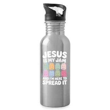 Jésus est ma confiture : foi, espoir, paix, - Gourde avec paille intégrée - argent clair - Droite