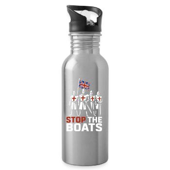 Stop The Boats Historic Crusader Protest Design - Water bottle with straw - silver - Right