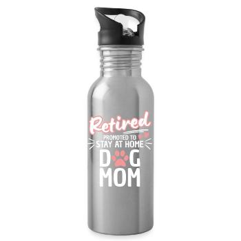 Retired Dog Mom Life - Water bottle with straw - silver - Right