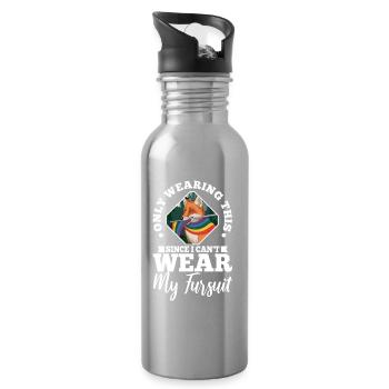 Only Wearing This Since I Can't Wear My Fursuit - Water bottle with straw - silver - Right