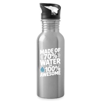 Besteht zu 70 % aus Wasser und ist zu 100 % fantastisch - Trinkflasche mit integriertem Trinkhalm - Lightsilver - Rechts