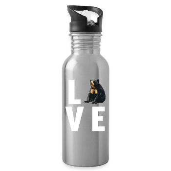 Sun Bear Malaienbär - Trinkflasche mit integriertem Trinkhalm - Lightsilver - Rechts