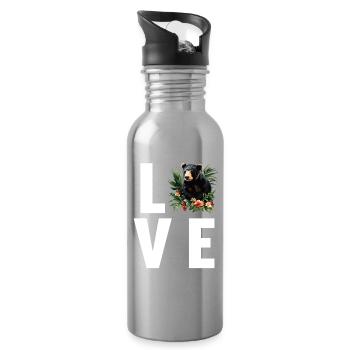 Sun Bear Malay Bear - Water bottle with straw - silver - Right