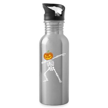 Squelette de danse d'Halloween - Citrouille tamponnante - Gourde avec paille intégrée - argent clair - Droite