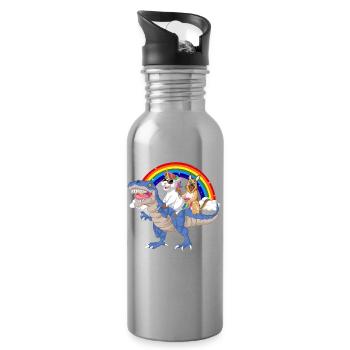 German Shepherd Unicorn Adventure - Water bottle with straw - silver - Right