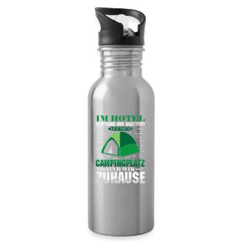 Camper Camping Wohnwagen Spruch - Trinkflasche mit integriertem Trinkhalm - Lightsilver - Rechts