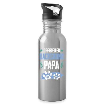 dachshund dachshund dogs dad - Water bottle with straw - silver - Right