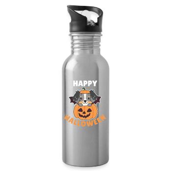 Berger Australien Joyeux Halloween Citrouille - Gourde avec paille intégrée - argent clair - Droite