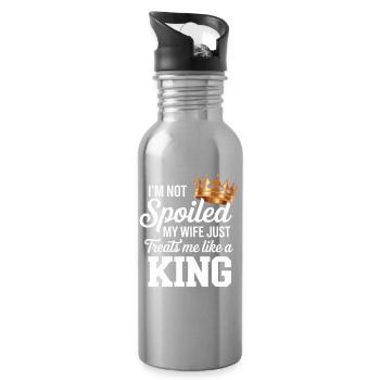 Not Spoiled My Wife Treats Like A King - Water bottle with straw - silver - Right