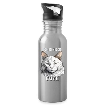 CAT I AM THE GOOD GUY - Water bottle with straw - silver - Right