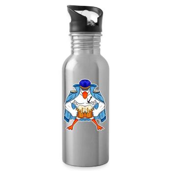 Capitaine mouette avec de la bière - Gourde avec paille intégrée - argent clair - Droite
