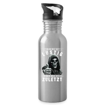 Skull Grim Reaper You are funny saying motif - Water bottle with straw - silver - Right
