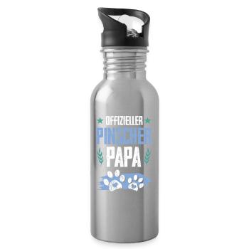 pinscher hunde papa - Trinkflasche mit integriertem Trinkhalm - Lightsilver - Rechts