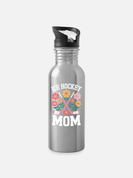 Eishockey Spruch Eishockey Mom Eishockey Geschenk - Trinkflasche mit integriertem Trinkhalm - Lightsilver