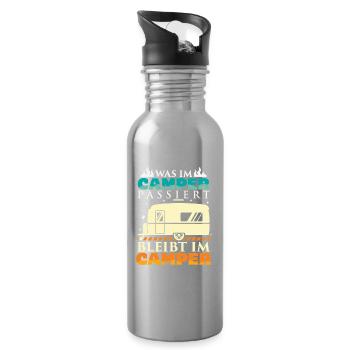 Camper Camping Caravane Dicton - Gourde avec paille intégrée - argent clair - Droite