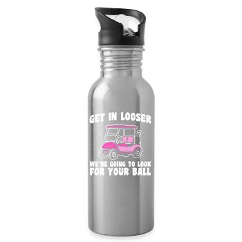 Get in looser golfer golf golf - Water bottle with straw - silver - Right