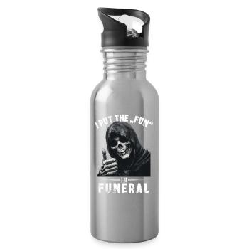 Skull Grim Reaper Fun in funeral Saying Motif - Water bottle with straw - silver - Right