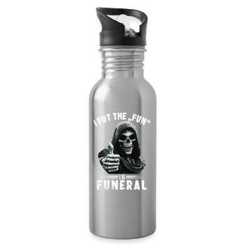 Skull Grim Reaper Fun in funeral Saying Motif - Water bottle with straw - silver - Right