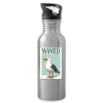 Je recherche une mouette avec des frites - Gourde avec paille intégrée - argent clair - Droite
