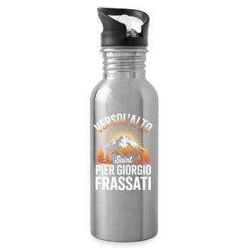 Verso L Alto Saint Pier Giorgio Frassati - Trinkflasche mit integriertem Trinkhalm - Lightsilver - Rechts