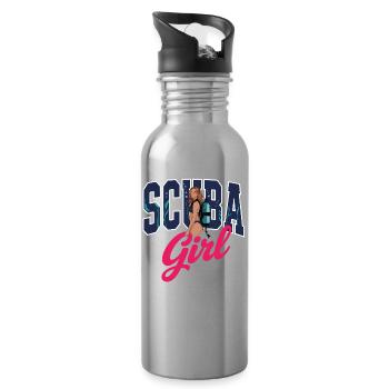 Scuba Girl Tauch-Design - Trinkflasche mit integriertem Trinkhalm - Lightsilver - Rechts