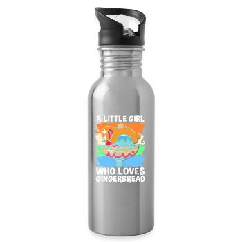 Lebkuchenmann Weihnachten Lebkuchen - Trinkflasche mit integriertem Trinkhalm - Lightsilver - Rechts