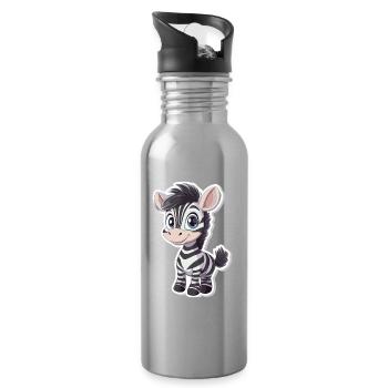 Zebra - Trinkflasche mit integriertem Trinkhalm - Lightsilver - Rechts