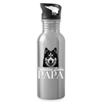 yakutskaya laika Papa Hund - Trinkflasche mit integriertem Trinkhalm - Lightsilver - Rechts