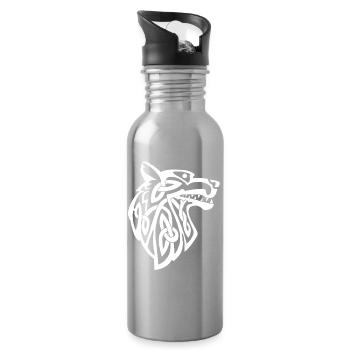Loup blanc viking - Gourde avec paille intégrée - argent clair - Droite