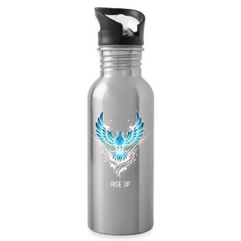 Rise Up Phoenix Glowing Fantasy Motif - Water bottle with straw - silver - Right