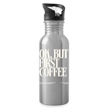 Coffee Break Motif for Coffee Lovers - Water bottle with straw - silver - Right