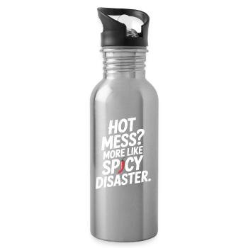 Heißes Chaos? Eher wie Spicy Disaster - Trinkflasche mit integriertem Trinkhalm - Lightsilver - Rechts