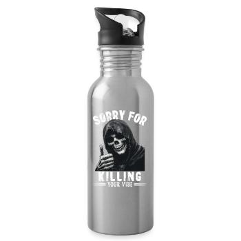 Spruch sorry for killing your vibe Sensenmann Tod - Trinkflasche mit integriertem Trinkhalm - Lightsilver - Rechts