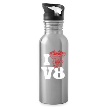 J’aime le réglage des voitures à moteur V8 - Gourde avec paille intégrée - argent clair - Droite