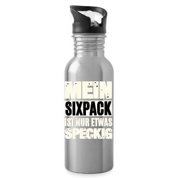 Funny Six-Pack Saying - Water bottle with straw - silver - Right