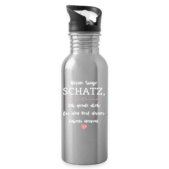 Humor Spruch Beziehung Ehe Partnerschaft - Trinkflasche mit integriertem Trinkhalm - Lightsilver - Rechts