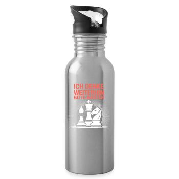 Schachmeister Schachspieler Schach Geschenk - Trinkflasche mit integriertem Trinkhalm - Lightsilver - Rechts