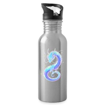 Mystic Aether Dragon | Soul Weaver - Water bottle with straw - silver - Right