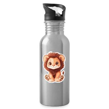 Lion - Water bottle with straw - silver - Right